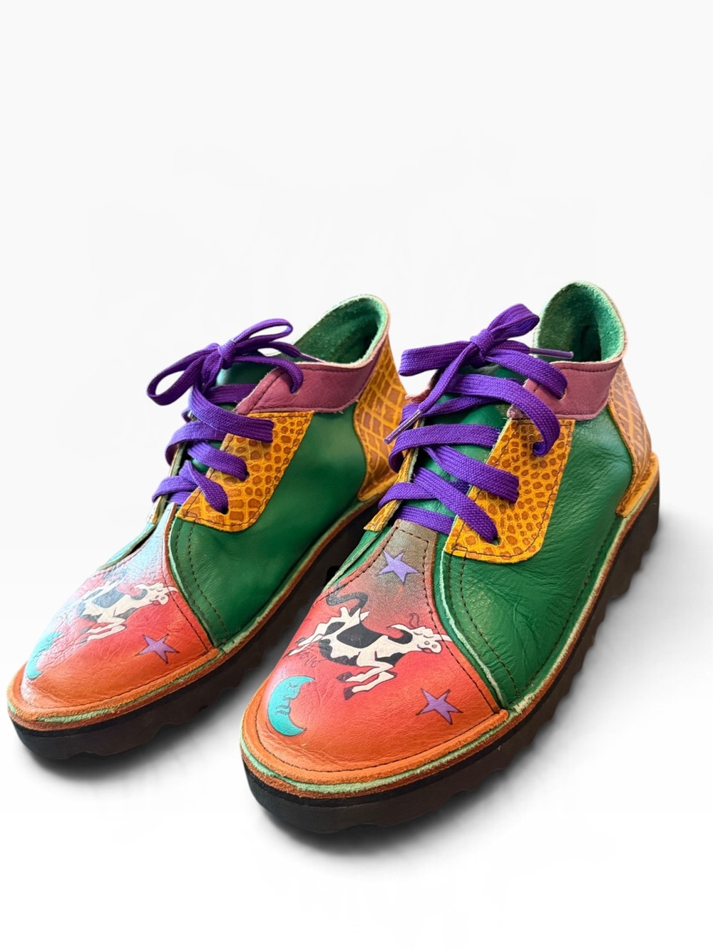 SoleTech Hand Painted Leather Oxford Shoes Men’s 6 Women’s 7.5 Animal Art